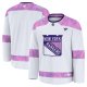 Men's New York Rangers Fanatics White 2024 Hockey Fights Cancer Practice Jersey